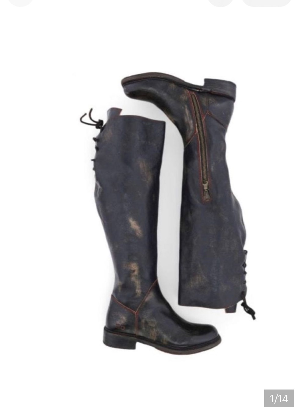 Bed Stu Manchester Tall Lace-Back Factory Distressed Leather Riding Boots